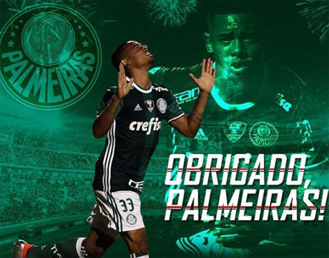Gabriel Jesus se despede de todo o elenco do Palmeiras